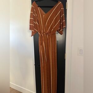 Brown striped jumpsuit